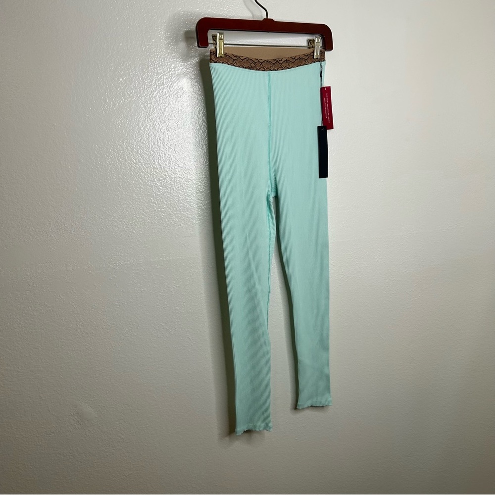 NWT Carbon38 Teal Aqua Ribbed High Rise Legging M - Picture 3 of 8